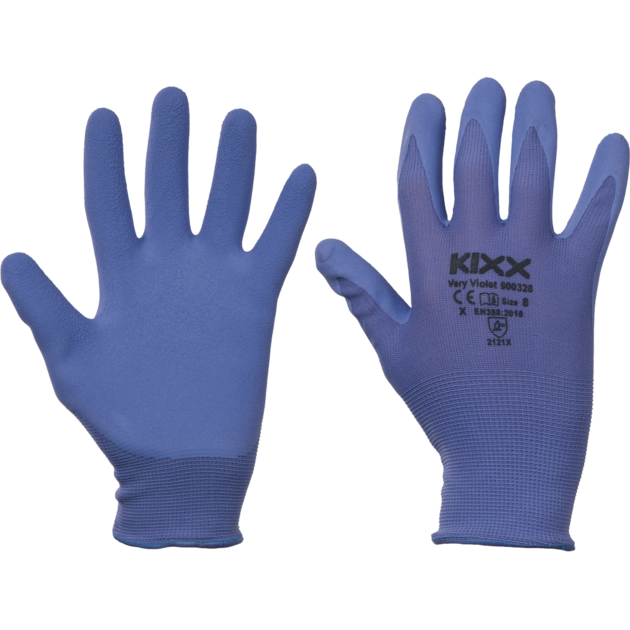 Rukavice povrstvené KIXX VERY VIOLET latex 8