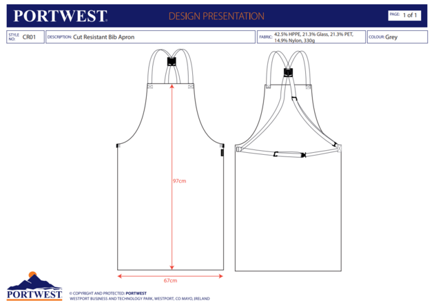 Zástěra protipořezová Portwest CR01
