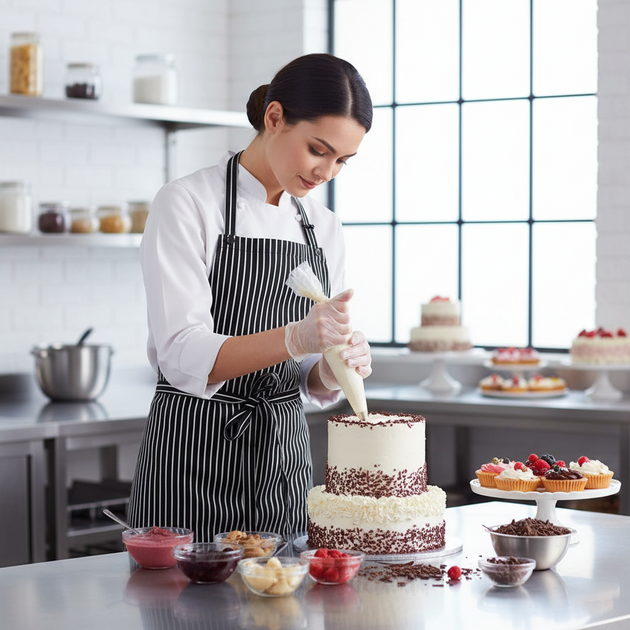 Zástěra s náprsenkou INZEP KUCHAŘ pevný pásek 6x knoflík